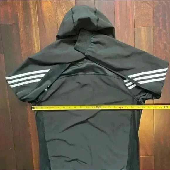 Adidas  Windbreaker Running Jacket Gym Active Hood 1/4 Zip Black White Small - Picture 14 of 16